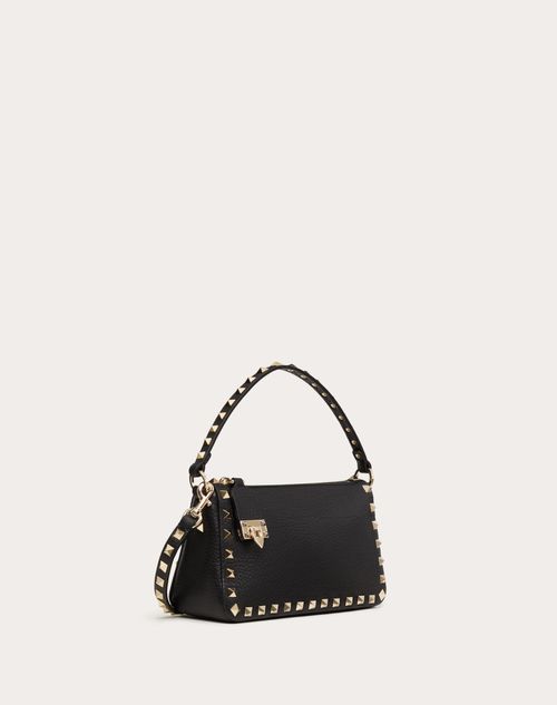 Valentino Garavani - Bandolera Rockstud Pequeña De Cuero De Becerro Graneado - Negro - Mujer - Bolsos