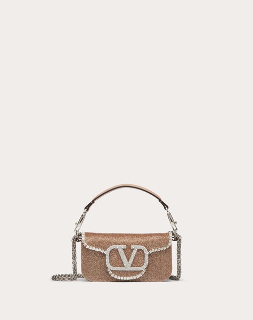 Valentino Garavani Locò crystal-embellished shoulder bag - Neutrals