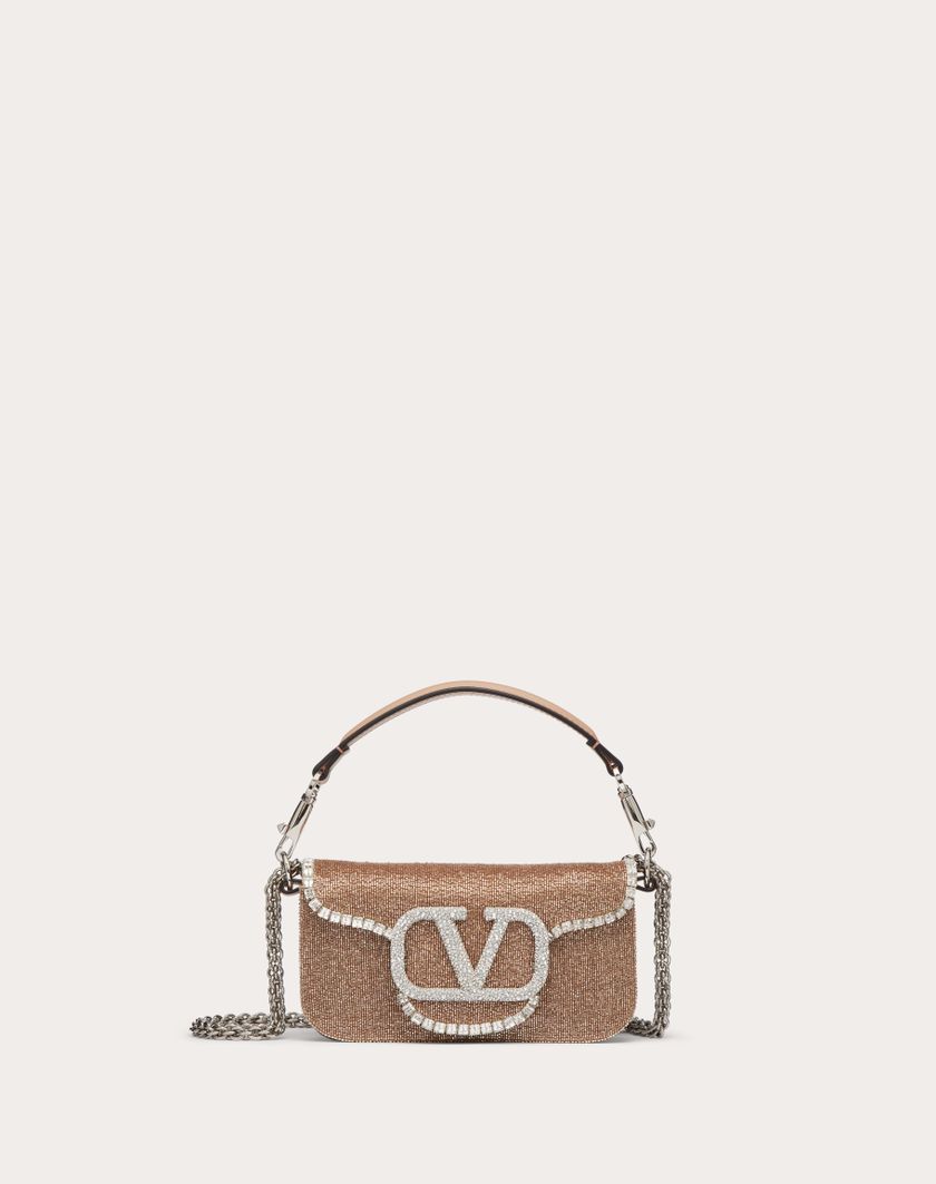 Valentino Handbags Borsa Piccola A Spalla Valentino Garavani Locò Ricamata per Donna in Crystal | Valentino IT