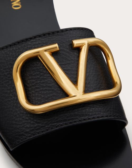VALENTINO GARAVANI Tote Bag Logo Cow leather Black x Gold USED FROM JAPAN