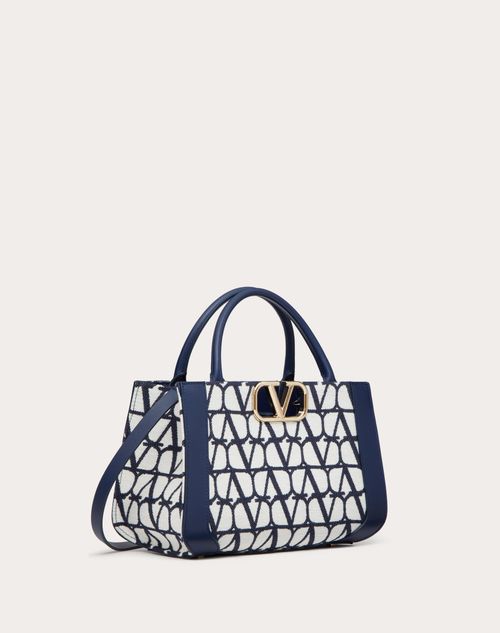 V Logo Signature Small Tote Bag in White - Valentino Garavani