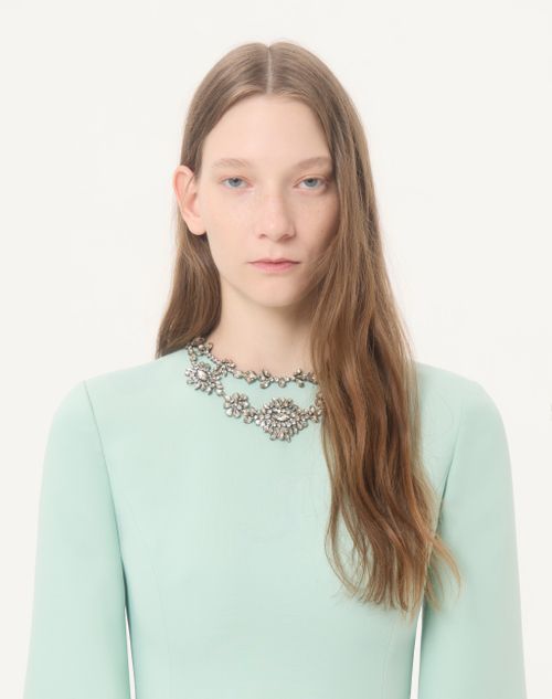 Valentino - Crepe Couture Embroidered Midi Dress - Celadon/silver - Woman - Dresses
