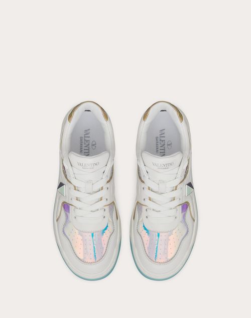 Valentino Garavani - One Stud Low Top Sneaker In Nappa Leather With Iridescent Details - White - Woman - Sneakers