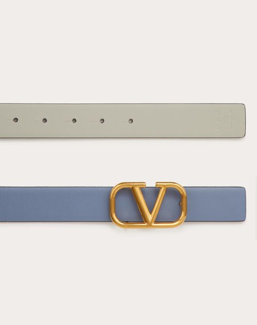 Valentino Garavani Women's Reversible Vlogo Signature Belt in Glossy Calfskin 20 mm - Natural - Belts