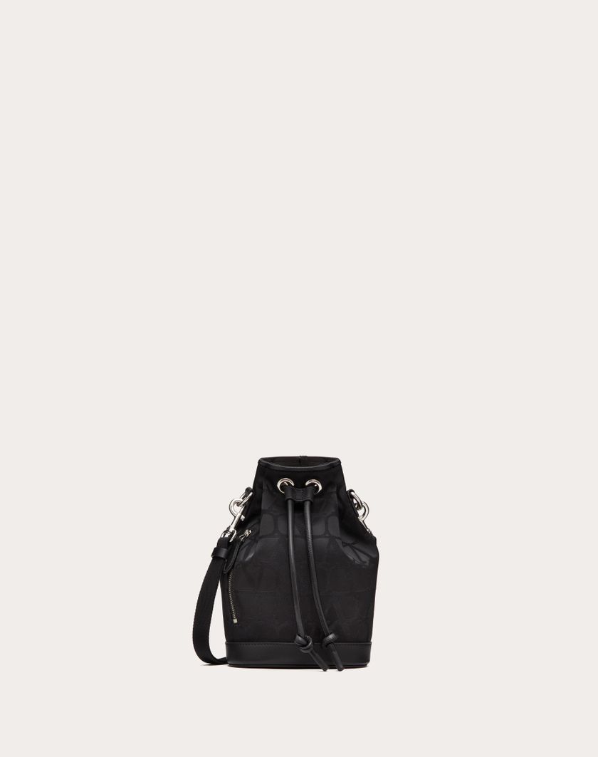 Valentino Handbags Mini Borsa A Secchiello Black Iconographe In Nylon per Uomo in Nero | Valentino IT