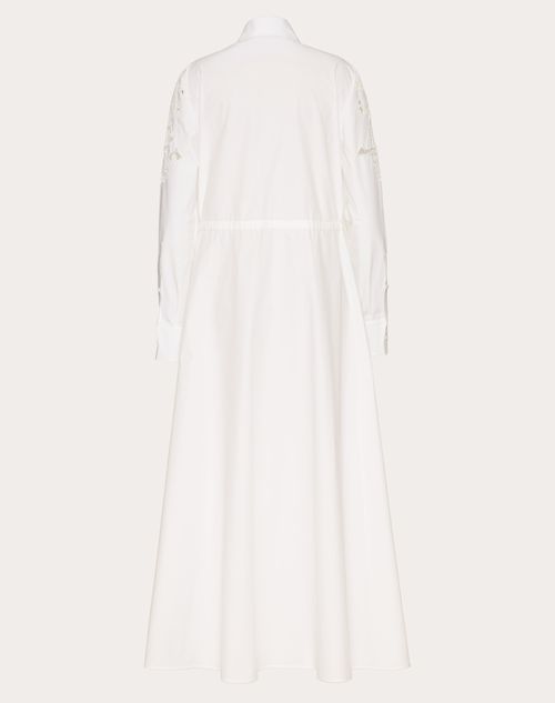 Embroidered Cotton Popeline Midi Dress for Woman in White | Valentino US