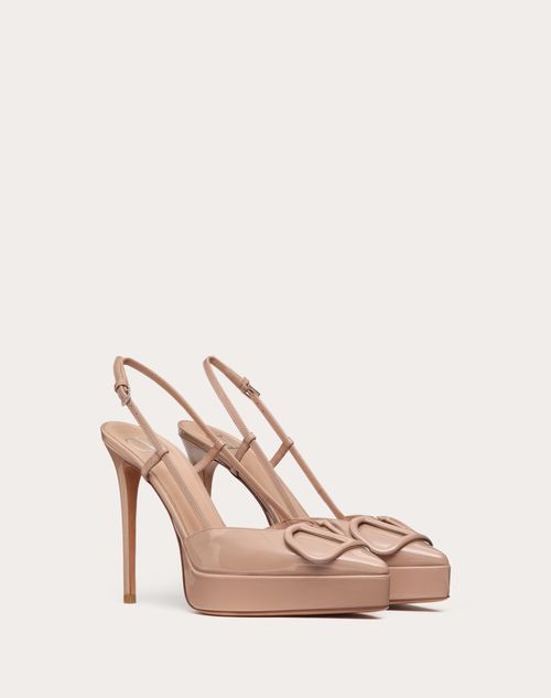 Valentino Garavani - Vlogo Signature Slingback Platform Pumps In Patent Leather 120mm - Rose Cannelle - Woman - Pumps