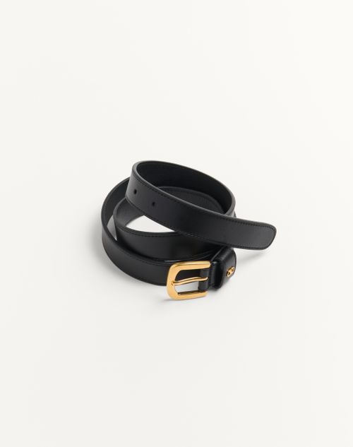 Valentino Garavani - Vlogo Signature Belt In Shiny Calfskin 25 Mm - Black - Man - Belts - M Accessories