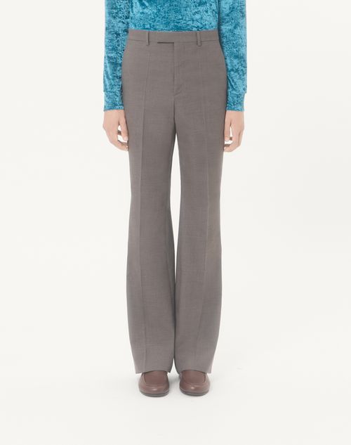 Valentino - Valentino Trousers In Diagonal Melange Wool With Pressed Pleats - Dark Grey - Man - Trousers And Shorts