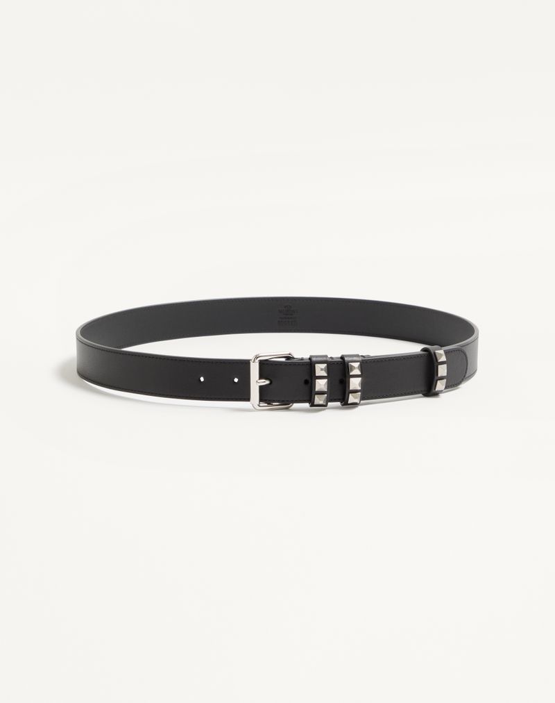 Ceinture Flaneuse Cuir Veau Brillant 30mm Noir — Valentino