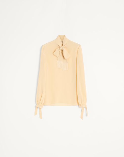 Valentino - Camisa De Crepe De Chine - Abedul - Mujer - Shelf - Wrtw - Cherryfic, Betulla, Pastel Ribbon Tweed W1