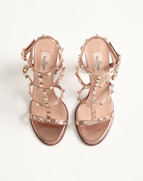 Valentino Garavani - Rockstud Laminated Calfskin Sandal With Straps 90mm - Rose Cannelle - Woman - Rockstud Sandals - Shoes