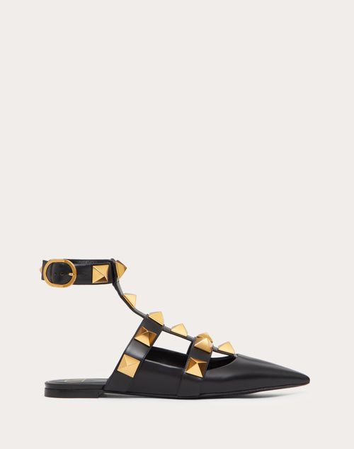 Valentino Garavani - Roman Stud Calfskin Ballet Flat - Black - Woman - Roman Stud Pumps/ballerinas - Shoes