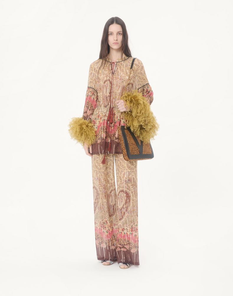 Valentino Pekin Trousers With Voyage Imaginaire Paisley Print Woman Multicolour 46