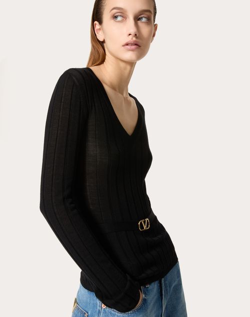 Ribbed Sweater - Black - Ladies