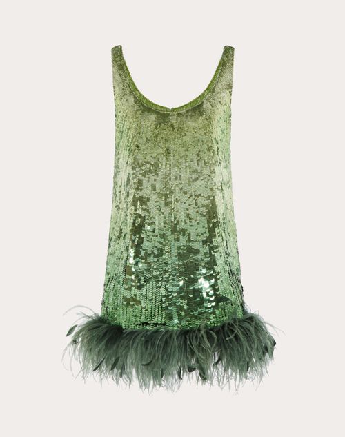 Valentino - Abito In Tulle Illusione Ricamato - Verde - Donna - Abiti