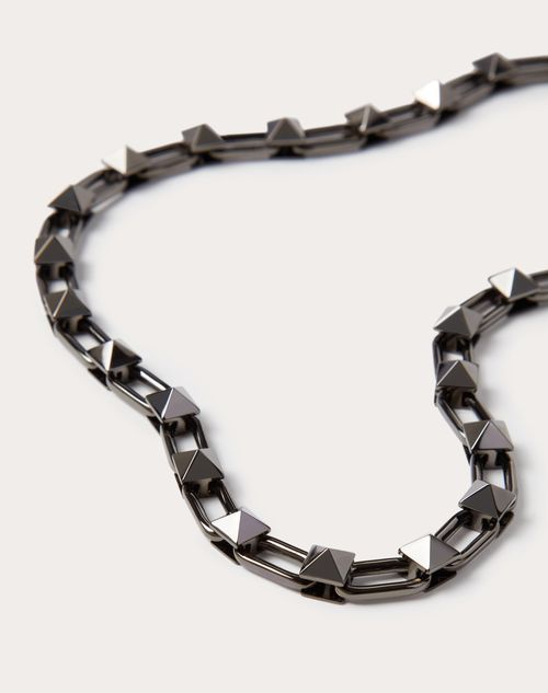 Valentino Garavani - Stud Chain Necklace In Metal - Ruthenium - Man - Accessories