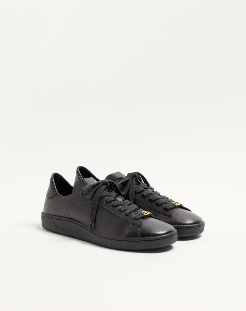 Valentino Garavani Royco Trainer In Nappa Calfskin Man Black/Green 44.5