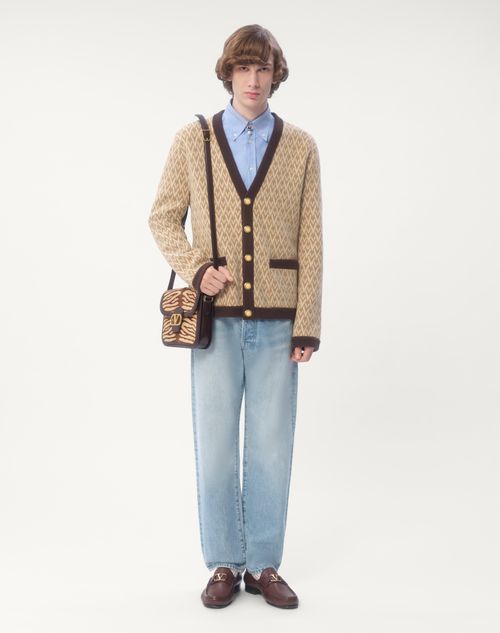 Valentino - Wool Cardigan With Toute La V Pattern - Beige/cream - Man - Knitwear