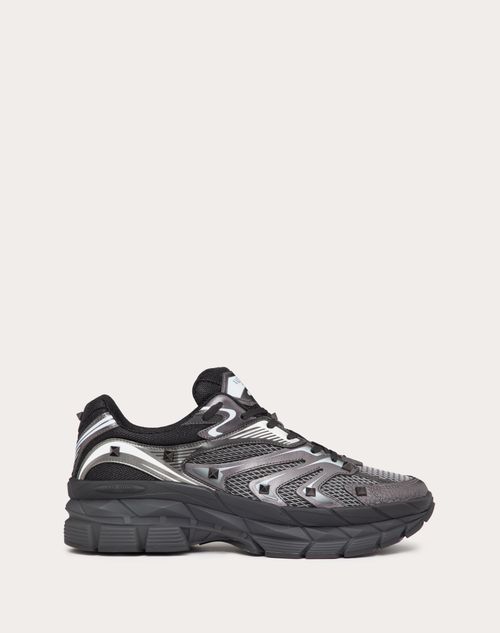 Valentino Garavani - Ms-2960 Low-top Sneaker In Fabric And Calfskin - Black/graphite/white - Man - Shelve - M Shoes - Ms Sneaker