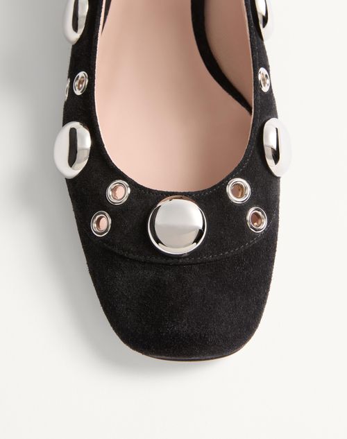 Valentino Garavani - Nellcôte Mary-jane Pumps In Crust Leather 30mm - Black - Woman - Ballerinas