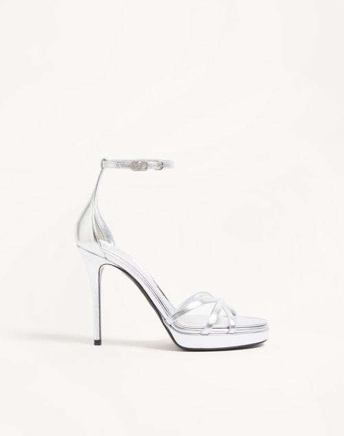 Valentino Garavani - Eveninglam Platform Sandal In Laminated Nappa 120mm - Silver - Woman - Sandals