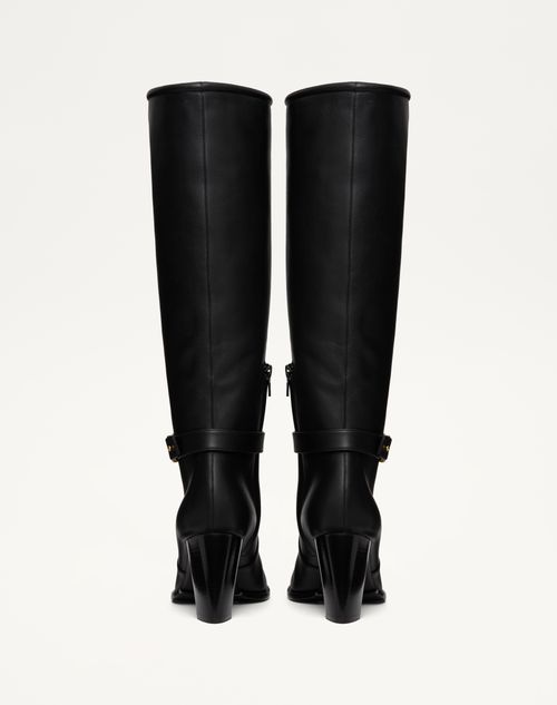 Vlogo Signature Calfskin Boot 75mm for Woman in Black Vlogo Signature Calfskin Boot 75mm for Woman in Black