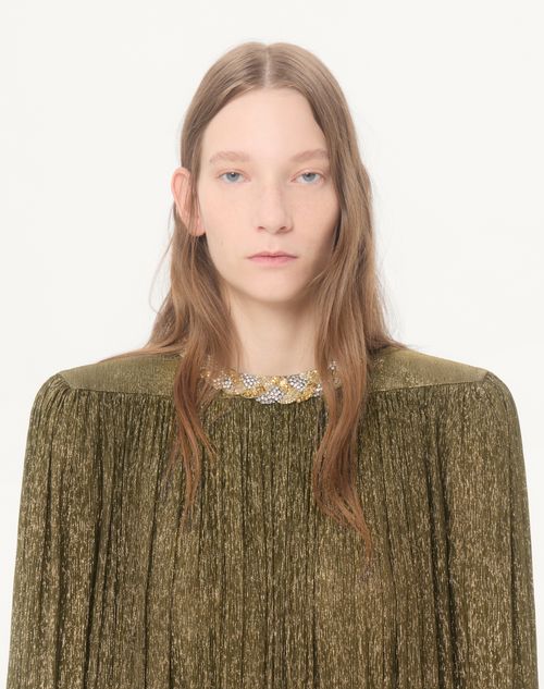 Valentino - Long Dress In Embroidered Creponne Lurex - Black/gold - Woman - Gowns