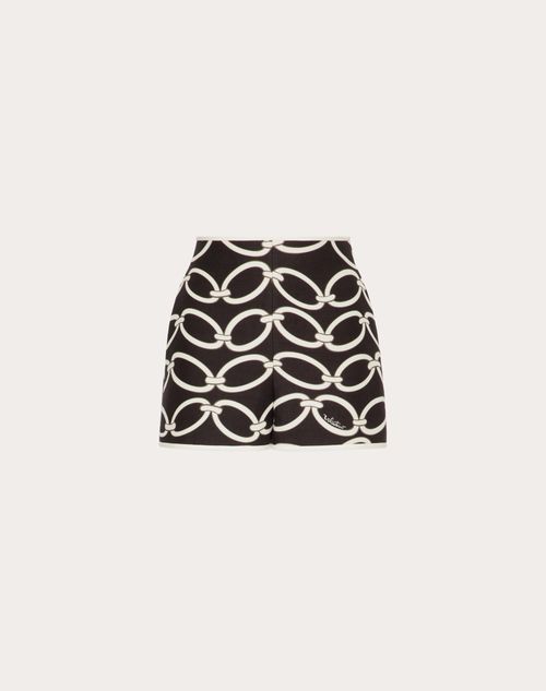 Valentino - Valentino Chain 1967 Crepe Couture Shorts - Black/ivory - Woman - Shorts