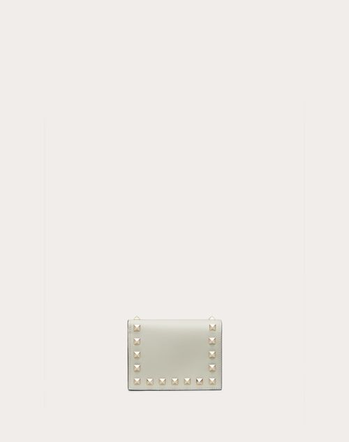 Rockstud Calfskin Wallet for Woman in Black | Valentino