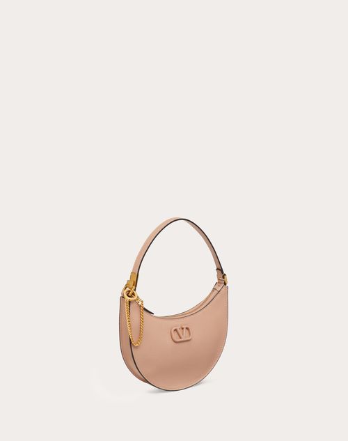 Valentino Garavani - Mini Vlogo Signature Grainy Calfskin Hobo Bag - Rose Cannelle - Woman - Shoulder Bags