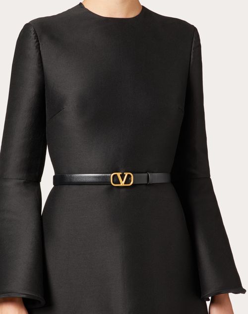 Valentino Garavani V Logo Reversible Belt in Black,Metallic Gold - Size 70