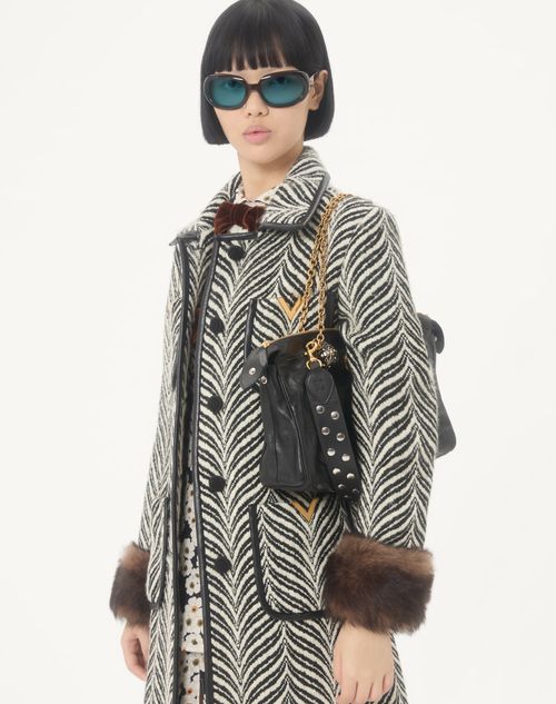 Valentino - Wool Cloth Coat With Fauve Eclat Animal Print - Butter/black - Woman - Shelf 1 - Wrtw Ss26 Pre - W1