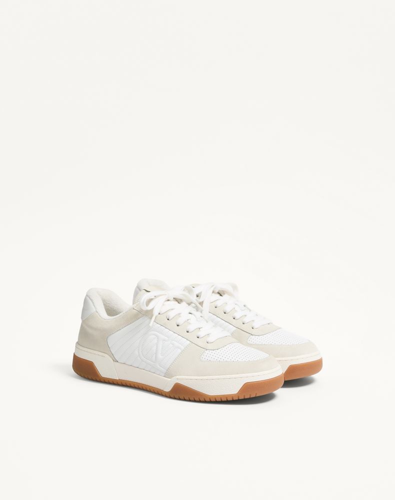 Valentino Garavani Sparry Trainer In Split Leather And Nappa Man White 41.5
