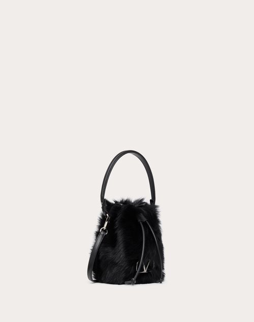 Valentino Garavani - Vlogo Signature Mini Sheepskin Bucket Bag - Black - Woman - Summer Totes - Bags (vlogo Totes/signature)