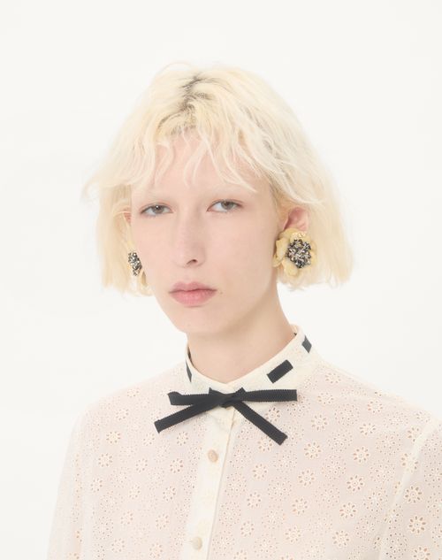 Valentino Garavani - フルール ルミネーズ イヤリング メタル X エナメル X ファブリック - ゴールド - ウィメンズ - ファッション ジュエリー