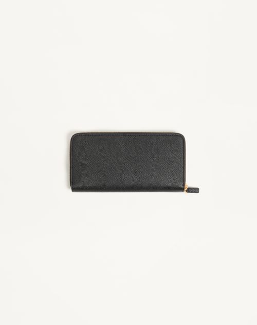 Valentino Garavani - Vlogo Signature Zippered Wallet In Grainy Calfskin - Black - Woman - Wallets And Small Leather Goods