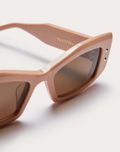 Valentino V -Rectangular Acetate Frame Woman Nude/dark Brown 52