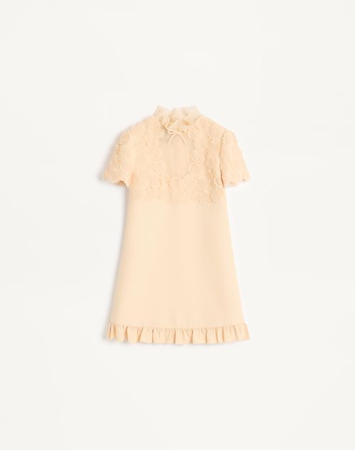 Valentino - Embroidered Crepe Couture Short Dress - Birch - Woman - Ready To Wear