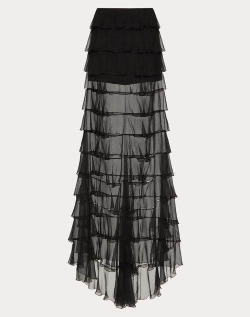 Valentino - Long Chiffon Skirt - Black - Woman - Skirts