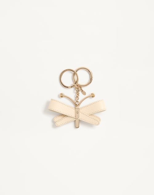 Valentino Garavani - Valentino Garavani Rockstud Bag Charm With Keychain In Grainy Calfskin And Swarovski® Crystals - Ivory/crystal - Woman - Bag Charms And Keyrings