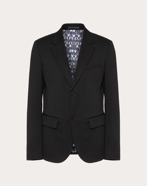 Valentino - Single-breasted Jacket With Optical Valentino Print Lining - Black - Man - Man Ready To Wear Sale