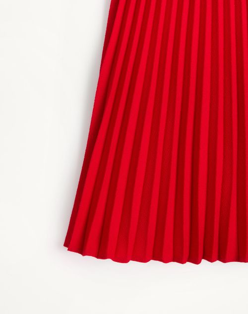 Valentino - Valentino Pleated Wool Crepe Midi Skirt - Carmine Red - Woman - Skirts