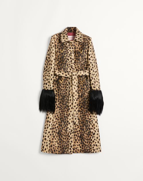 Valentino - Jaguar Spots Printed Wool Cloth Coat - Animal Print - Woman - Coats And Outerwear