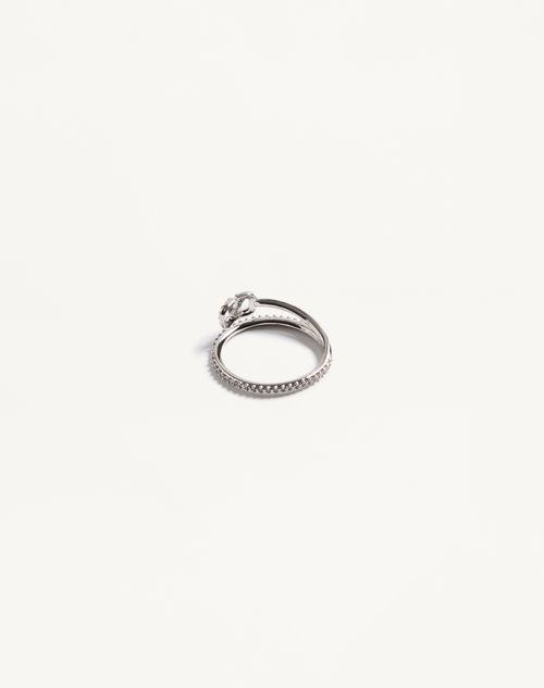 Valentino Garavani - Vlogo Signature Metal And Swarovski® Crystal Ring - Palladium/crystal - Woman - Jewelry