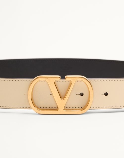 Valentino Garavani - Vlogo Signature Belt In Shiny Calfskin 30 Mm - Butter - Woman - Belts