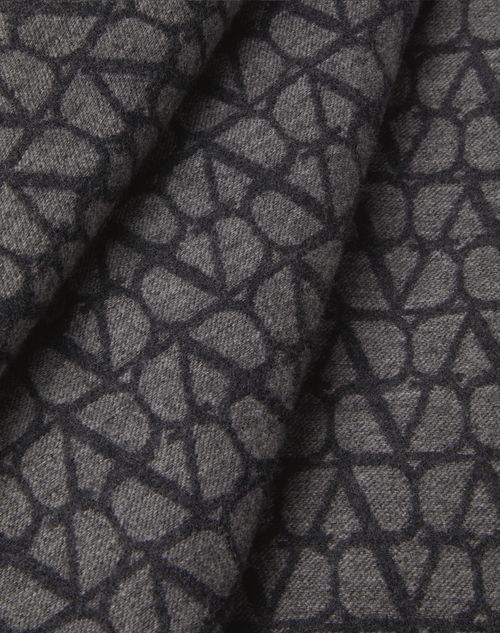 Valentino Garavani - Poncho Double Toile Iconographe In Lana E Cachemire - Grigio/grigio Scuro - Donna - Cappotti E Outerwear