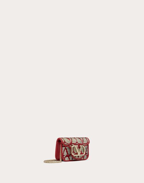 Valentino Garavani - Locò Micro Bag With Chain With Toile Iconographe Embroidery - Red/silver - Woman - Shoulder Bags
