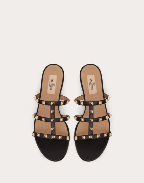 Rockstud Flat Slide Sandal for Woman in Poudre | Valentino GB