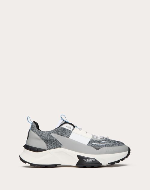 Valentino Garavani - True Act Low Top Sneaker In Mesh And Rubberized Fabric - Ice/pastel Gray/black/white - Man - Shoes